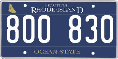 RI license plate 800830