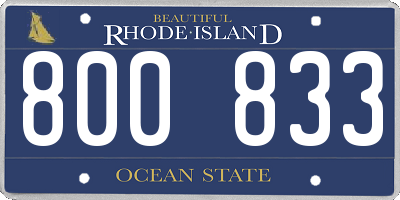 RI license plate 800833
