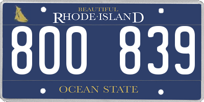 RI license plate 800839