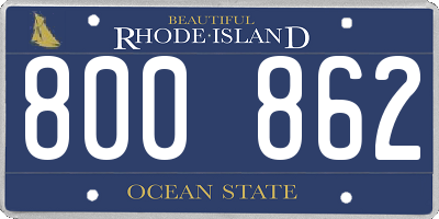RI license plate 800862