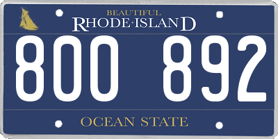 RI license plate 800892