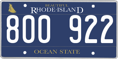 RI license plate 800922