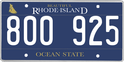 RI license plate 800925