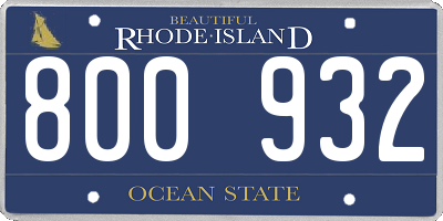 RI license plate 800932