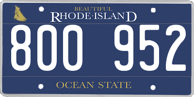 RI license plate 800952