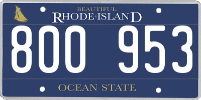 RI license plate 800953