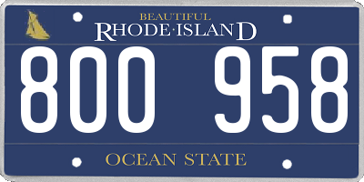 RI license plate 800958