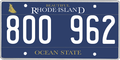 RI license plate 800962