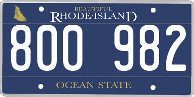 RI license plate 800982