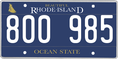 RI license plate 800985