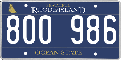 RI license plate 800986
