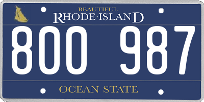 RI license plate 800987