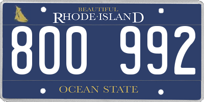 RI license plate 800992