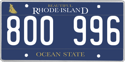 RI license plate 800996