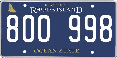 RI license plate 800998