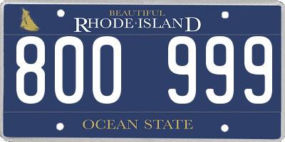 RI license plate 800999