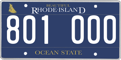 RI license plate 801000
