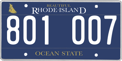 RI license plate 801007
