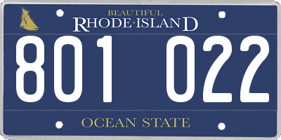RI license plate 801022