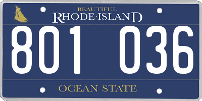 RI license plate 801036