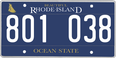 RI license plate 801038