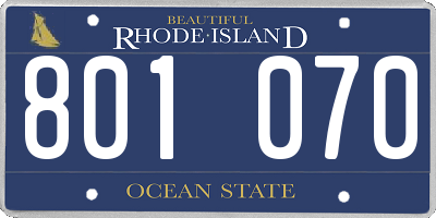 RI license plate 801070