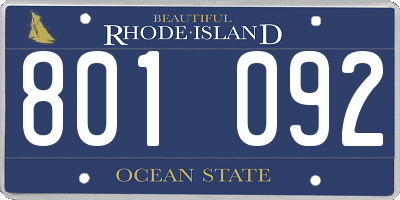 RI license plate 801092