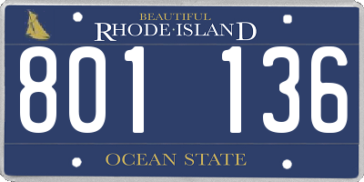 RI license plate 801136