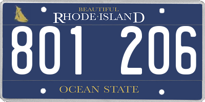 RI license plate 801206
