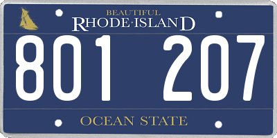 RI license plate 801207