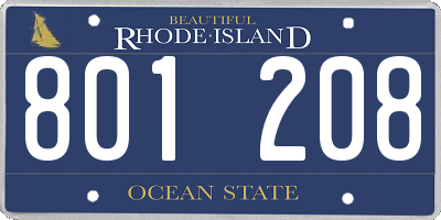 RI license plate 801208