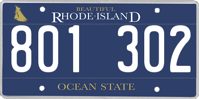 RI license plate 801302