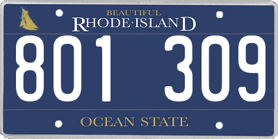 RI license plate 801309