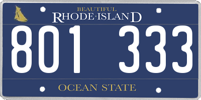 RI license plate 801333