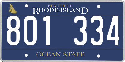RI license plate 801334