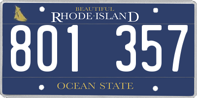 RI license plate 801357