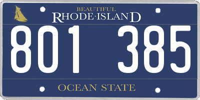 RI license plate 801385