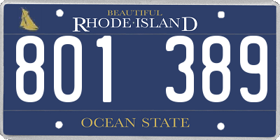 RI license plate 801389