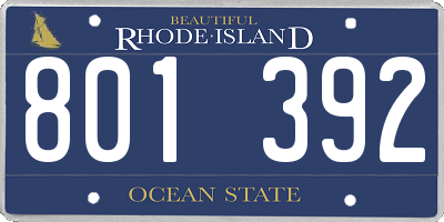 RI license plate 801392