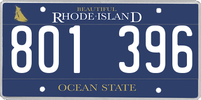 RI license plate 801396
