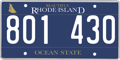 RI license plate 801430