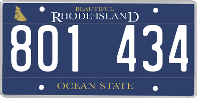 RI license plate 801434