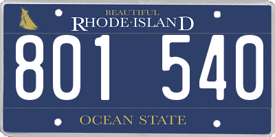 RI license plate 801540