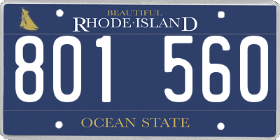 RI license plate 801560