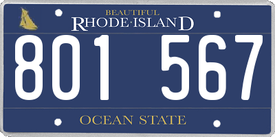 RI license plate 801567