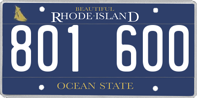 RI license plate 801600