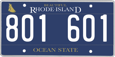 RI license plate 801601