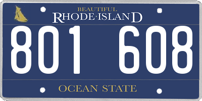 RI license plate 801608