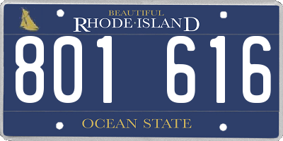 RI license plate 801616