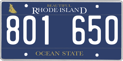 RI license plate 801650